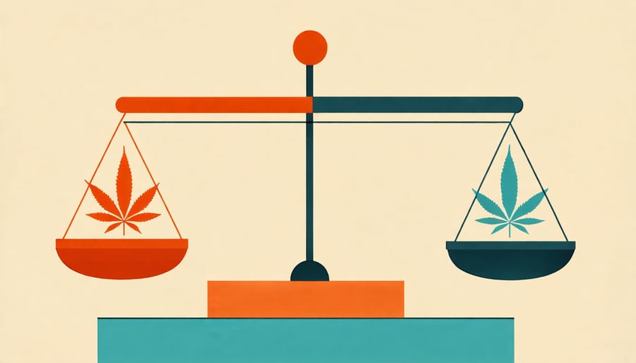 Scales of justice symbolizing the ethical aspects of equitable access to THC flower