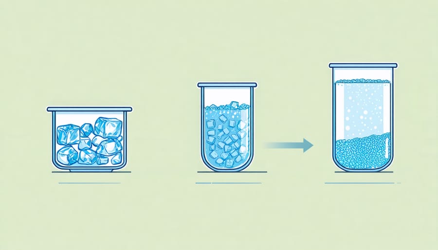 Diagram illustrating the stages of freeze-drying: freezing, primary drying, and secondary drying